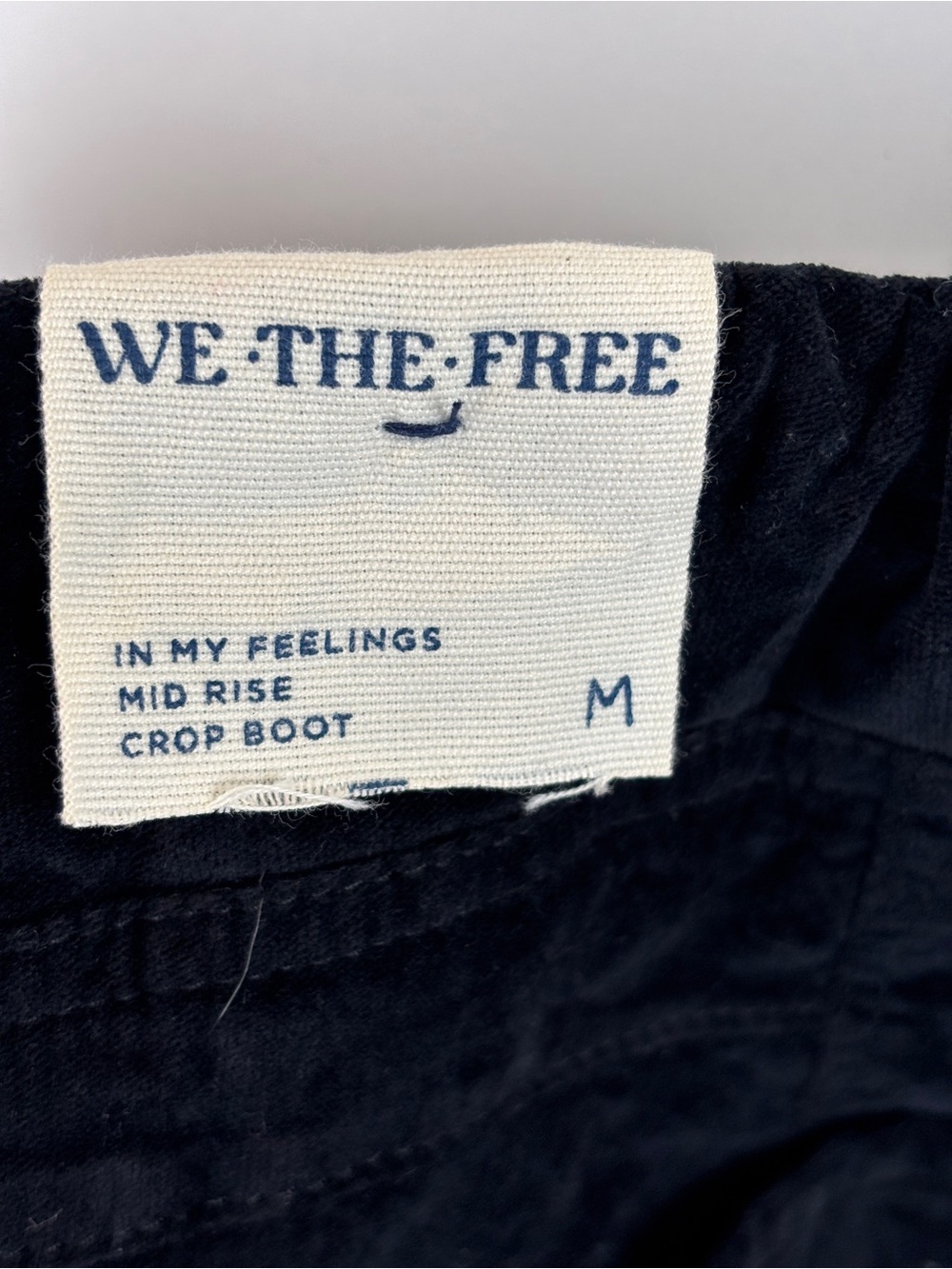 NWT We the Free In My Feelings Crop Boot Mid Rise Black Velveteen sz M Jeans - Picture 8 of 10
